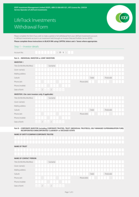LifeTrack Investments Withdrawal Form