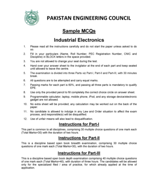 PEC Industrial Electronics Exam Sample MCQs