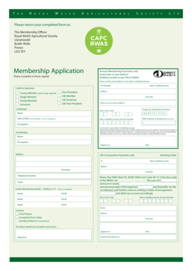 Royal Welsh Agricultural Society Membership Application