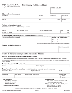 Microbiology Test Request Form