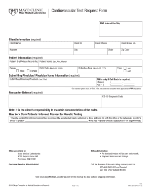 Cardiovascular Test Request Form