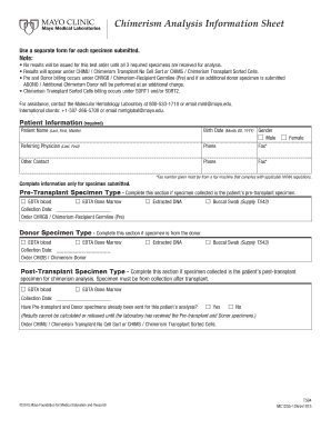 Chimerism Analysis Information Sheet