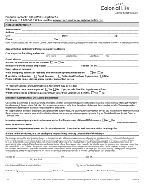 Colonial Life Account Information Form