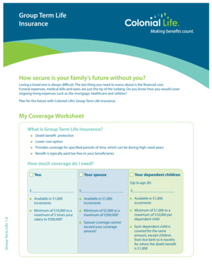 Group Term Life Insurance Coverage Worksheet