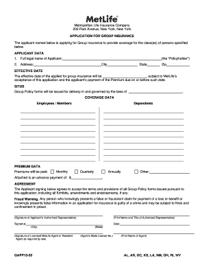 Application for Group Insurance