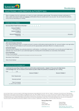 Electronic Confirmation Authority Form