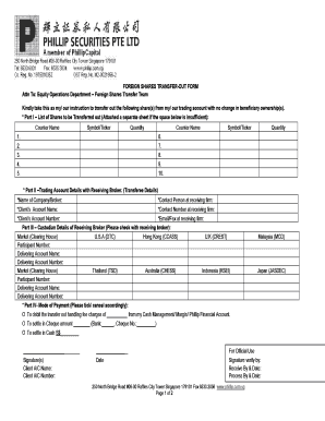 Foreign Shares Transfer-Out Form