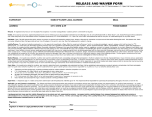 Open Call Dance Competition Release and Waiver Form