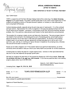 Spinal Screening Program Permission Letter