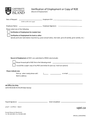 Verification of Employment or Record of Employment Form