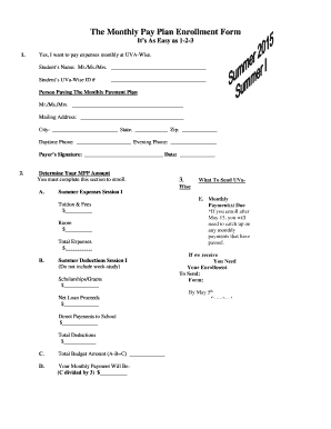 Monthly Pay Plan Enrollment Form