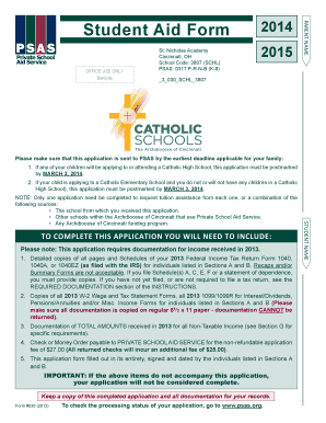 Catholic School Tuition Assistance Application