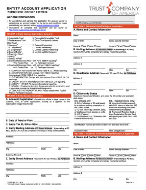 Entity Account Application