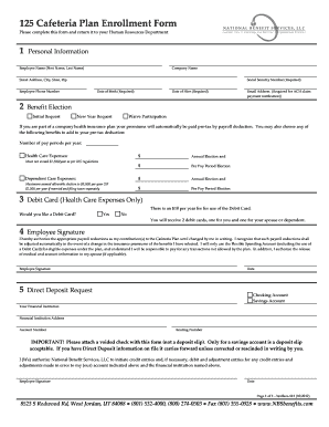 Cafeteria Plan Enrollment Form