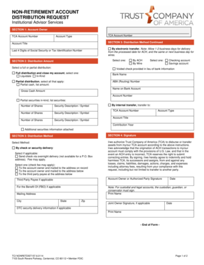 Non-Retirement Account Distribution Request