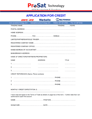 APPLICATION FOR CREDIT - Prosat Technology