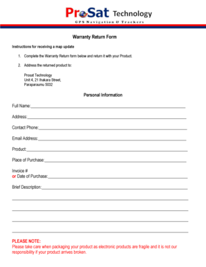 Warranty Return Form