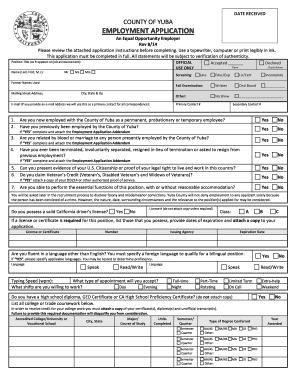 Yuba County Employment Application