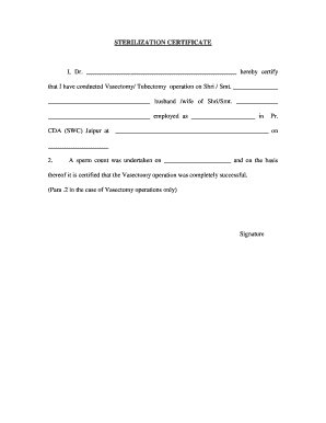 Sterilization Certificate