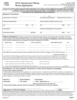 Alaska Commercial Fishing Permit Application