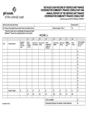 Girl Scouts Service Unit Finance Annual Report