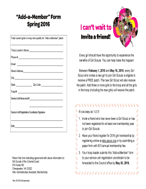 Girl Scouts Add-a-Member Patch Form