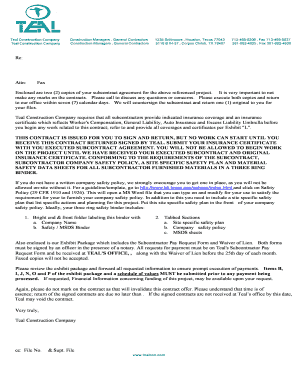 Teal Construction Subcontract Agreement