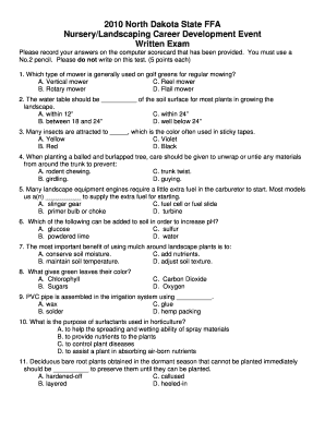 Nursery Landscape TestKey - ND FFA - ndffa