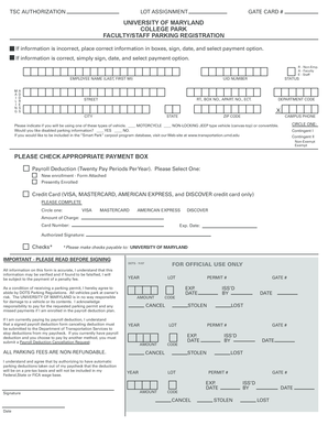 University of Maryland Faculty Staff Parking Registration