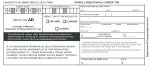 University of Maryland Payroll Deduction Authorization