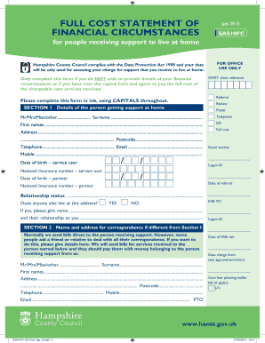 Full Cost Statement of Financial Circumstances