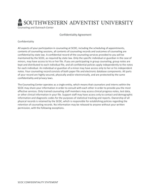 Counseling Confidentiality Agreement