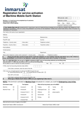 Maritime Mobile Earth Station Registration Form