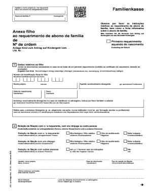 Anlage Kind zum Antrag auf Kindergeld