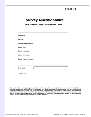 Ship Condition Survey Questionnaire