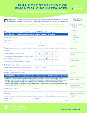 Full Cost Statement of Financial Circumstances