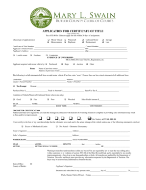 Application for Certificate of Title