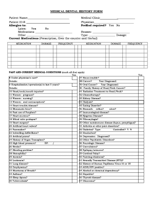 Medical Dental History Form