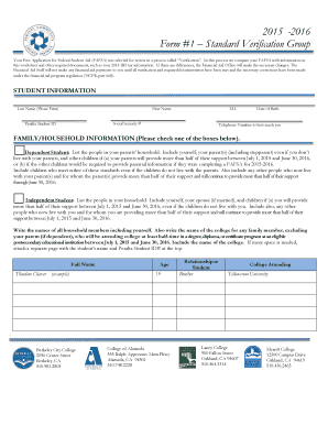 2015-2016 FAFSA Verification Form