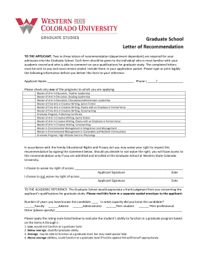 Graduate School Letter of Recommendation
