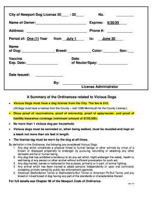 City of Newport Dog License