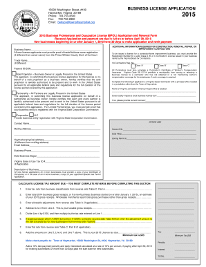 Virginia Business License Application
