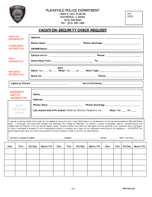 Vacation Security Check Request