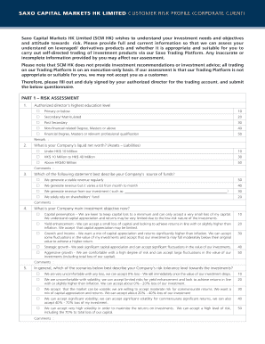 Saxo Capital Markets Customer Risk Profile