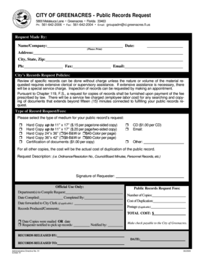 City of Greenacres Public Records Request