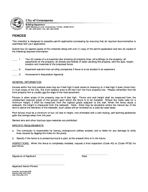 Fence Permit Application Checklist