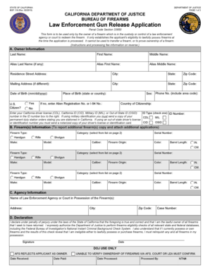 California Law Enforcement Gun Release Application