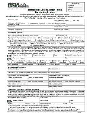 Residential Ductless Heat Pump Rebate Application