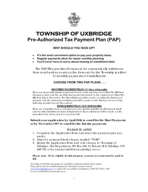 Pre-Authorized Payment Form - The Township of Uxbridge - town uxbridge on