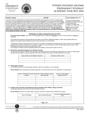 Verification of Other Untaxed Income Form